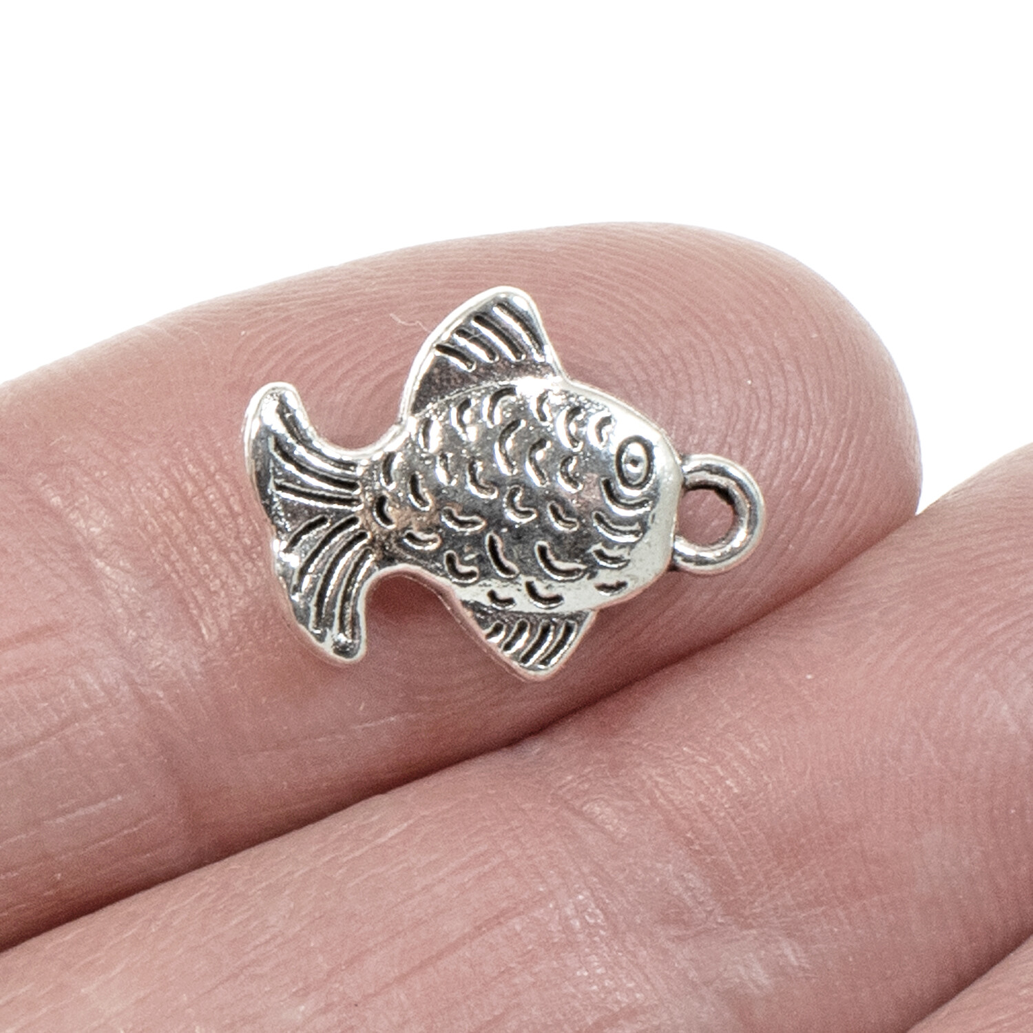 10 Silver Fish Charms for DIY Beach Jewelry – Minimalist Marine Craft Supplies