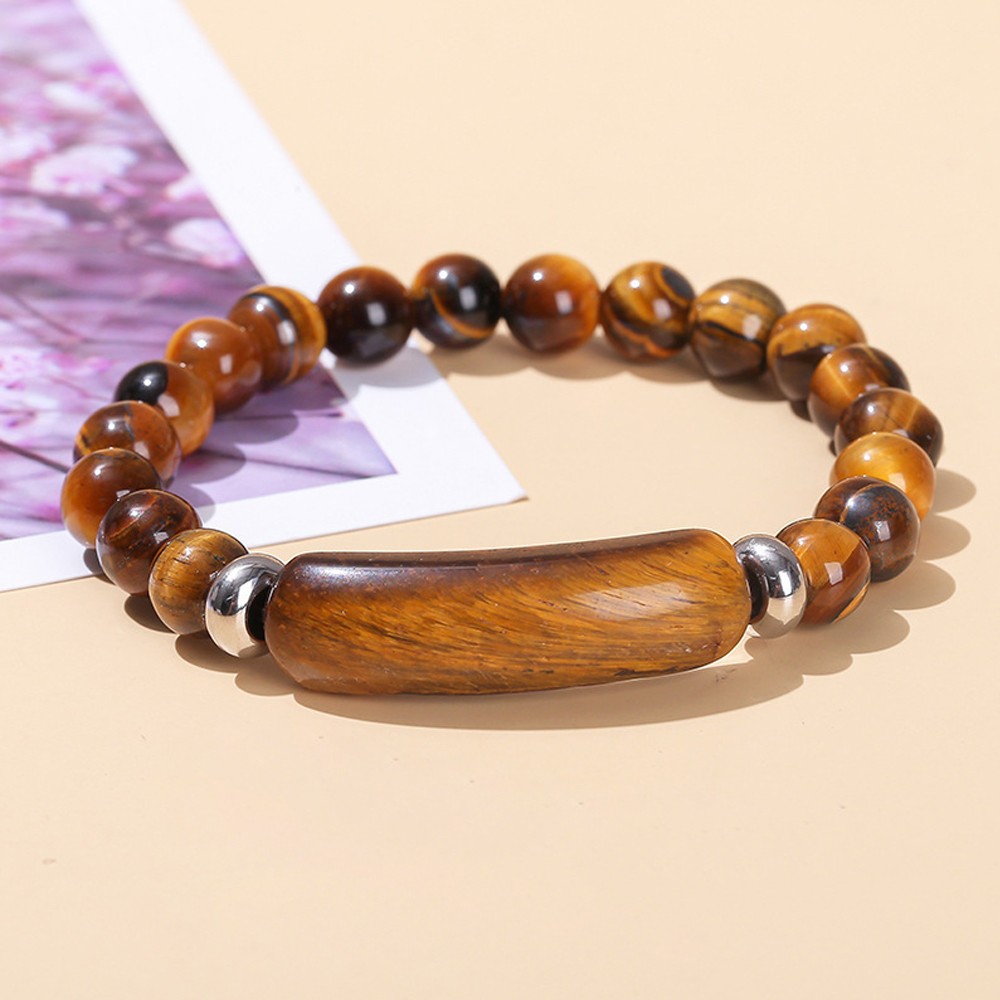 Tiger eye Stretch Bangle Bracelet 8mm Natural Gemstone Healing Stone Handmade