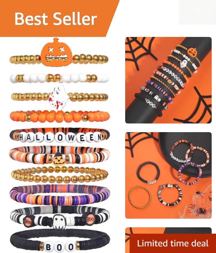 Festive 10-Pack Halloween Stretch Bracelets for Teens – Perfect Holiday Gift