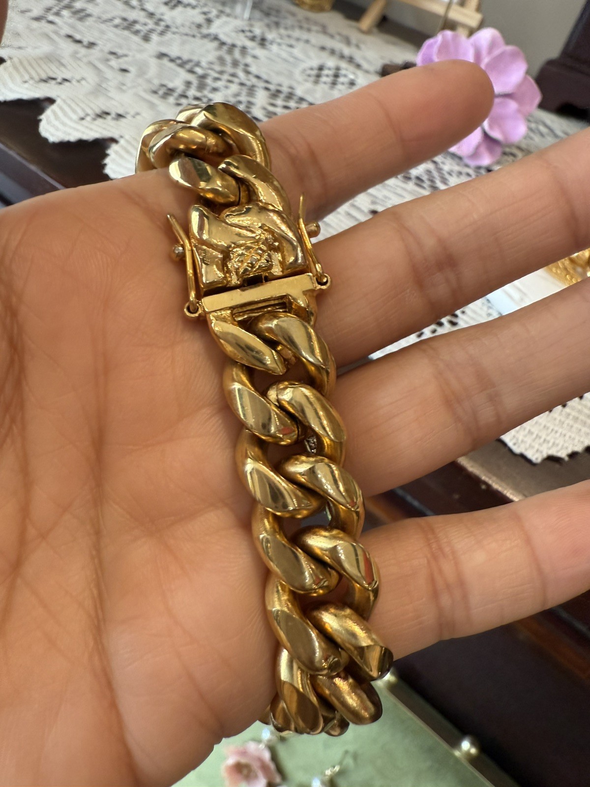 Miami Cuban Link Bracelet 18k Gold Vermeil Stainless Mens Hip Hop 14mm