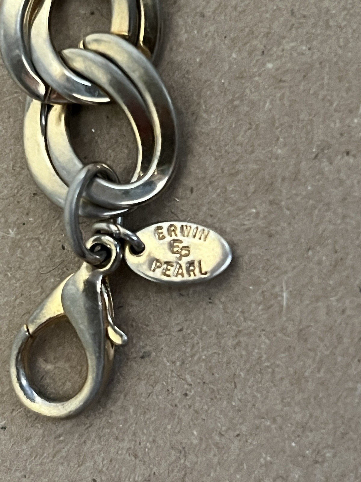 EP Erwin Pearl Metal Bracelet Gold-Toned Double Chain VTG Lobster Hook Brassy