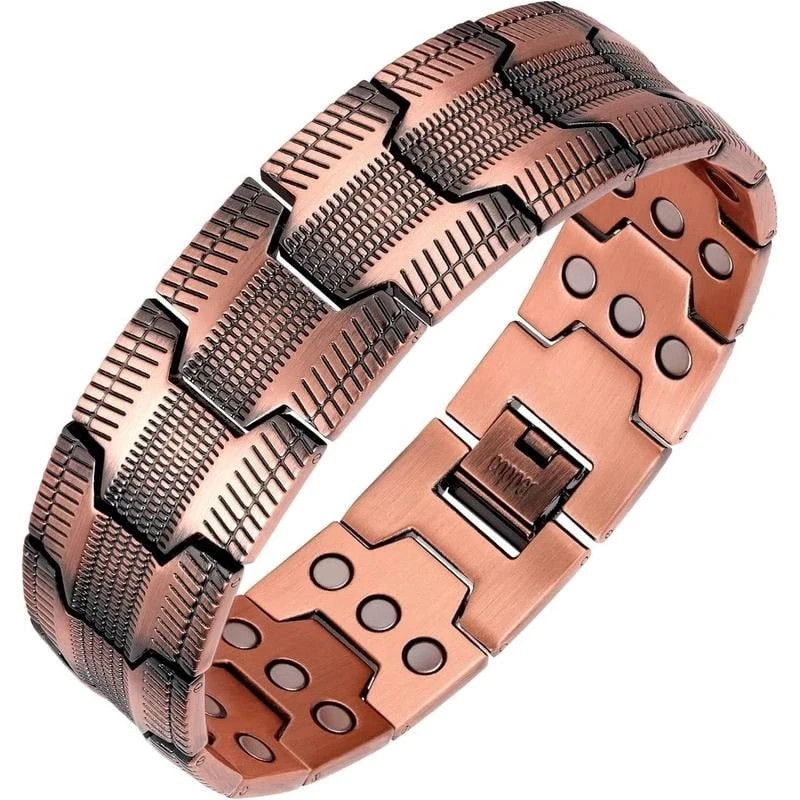GMOX Men’s Copper Bracelet, 99.99% Copper 3X Strength Magnetic Adjustable Length