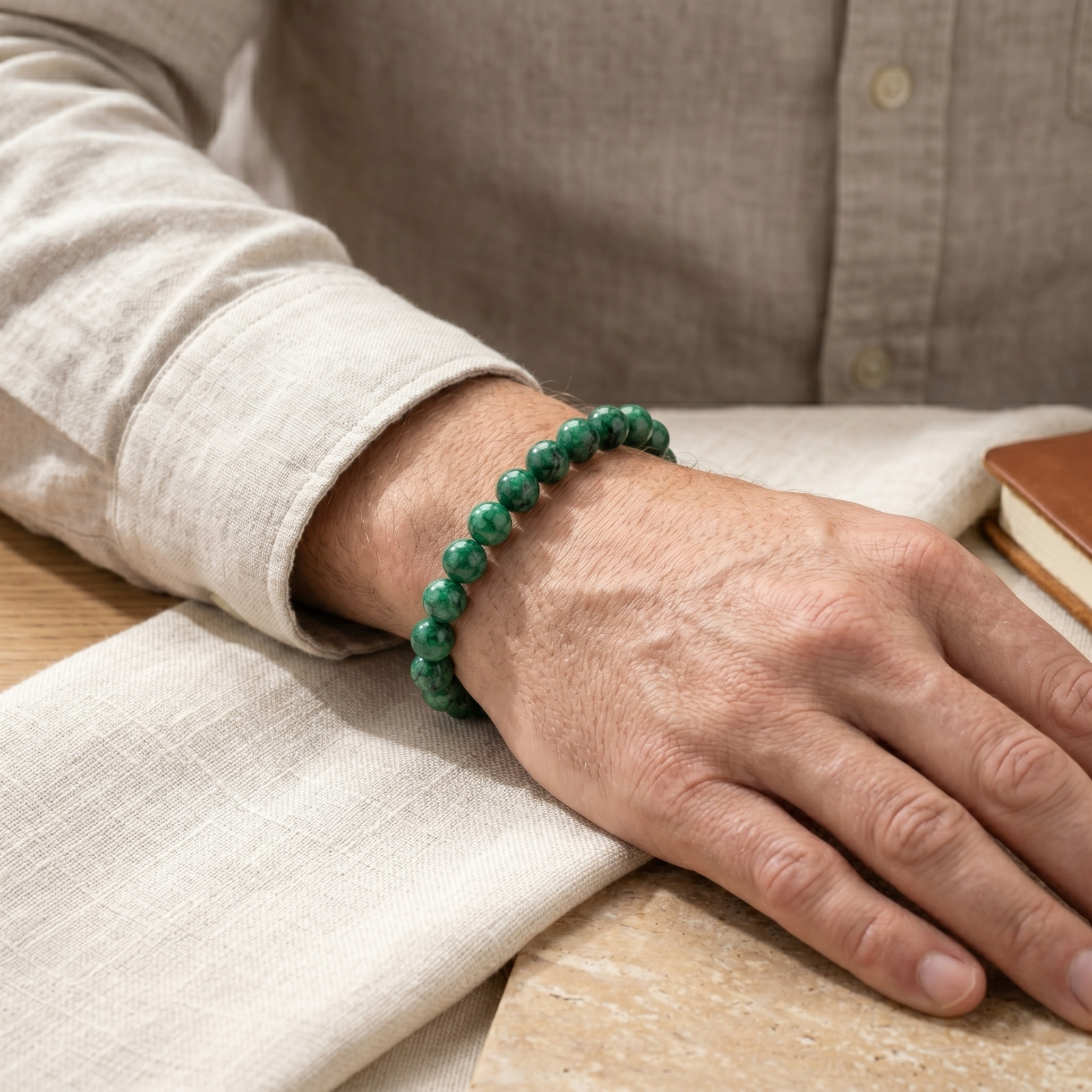Natural Emerald Beads Bracelet Green Crystal Gemstone Guardian Bangle Gift