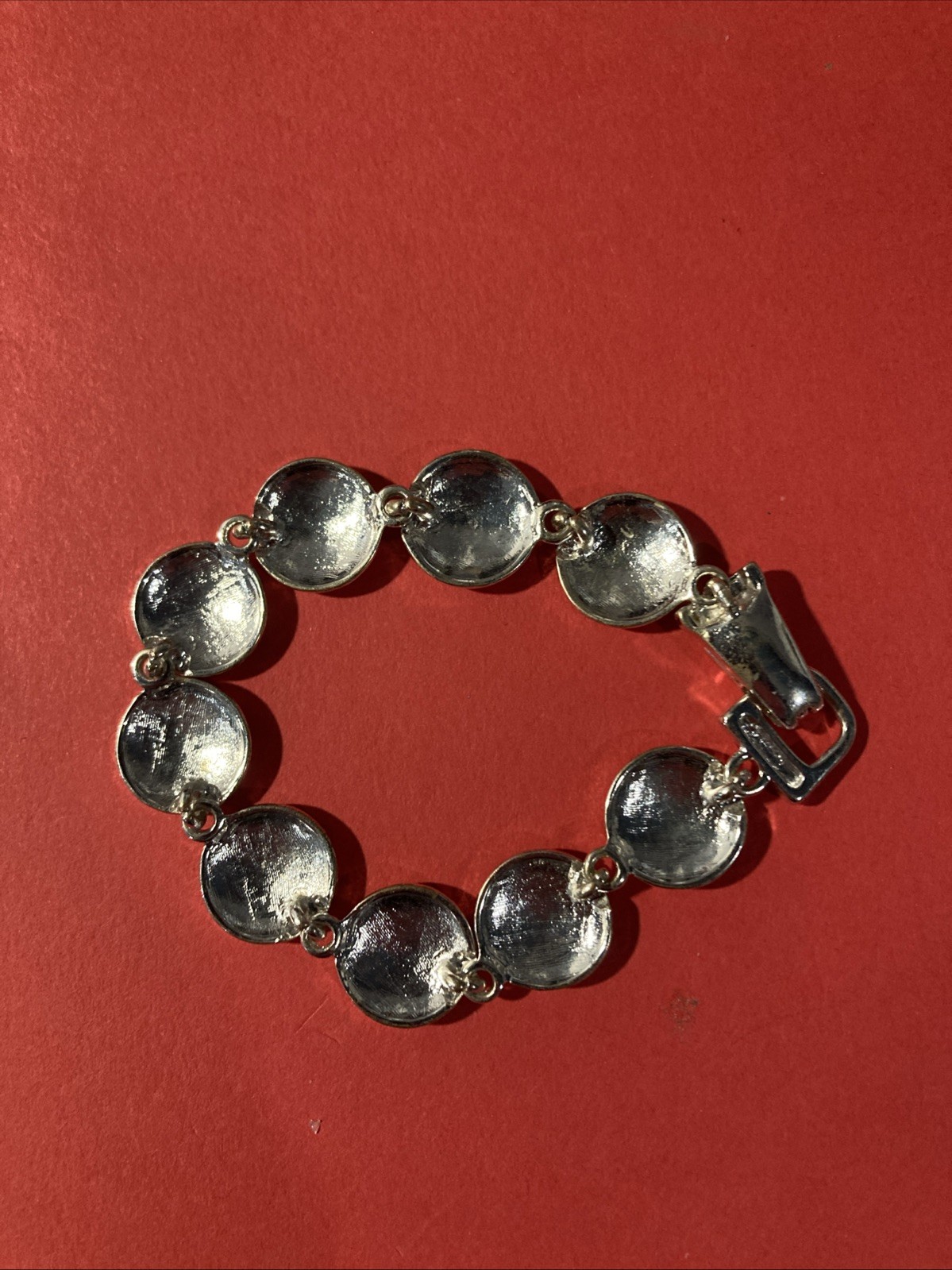 Soccer Ball Silver Tone Enameled Bracelet Magnetic Latch 8″