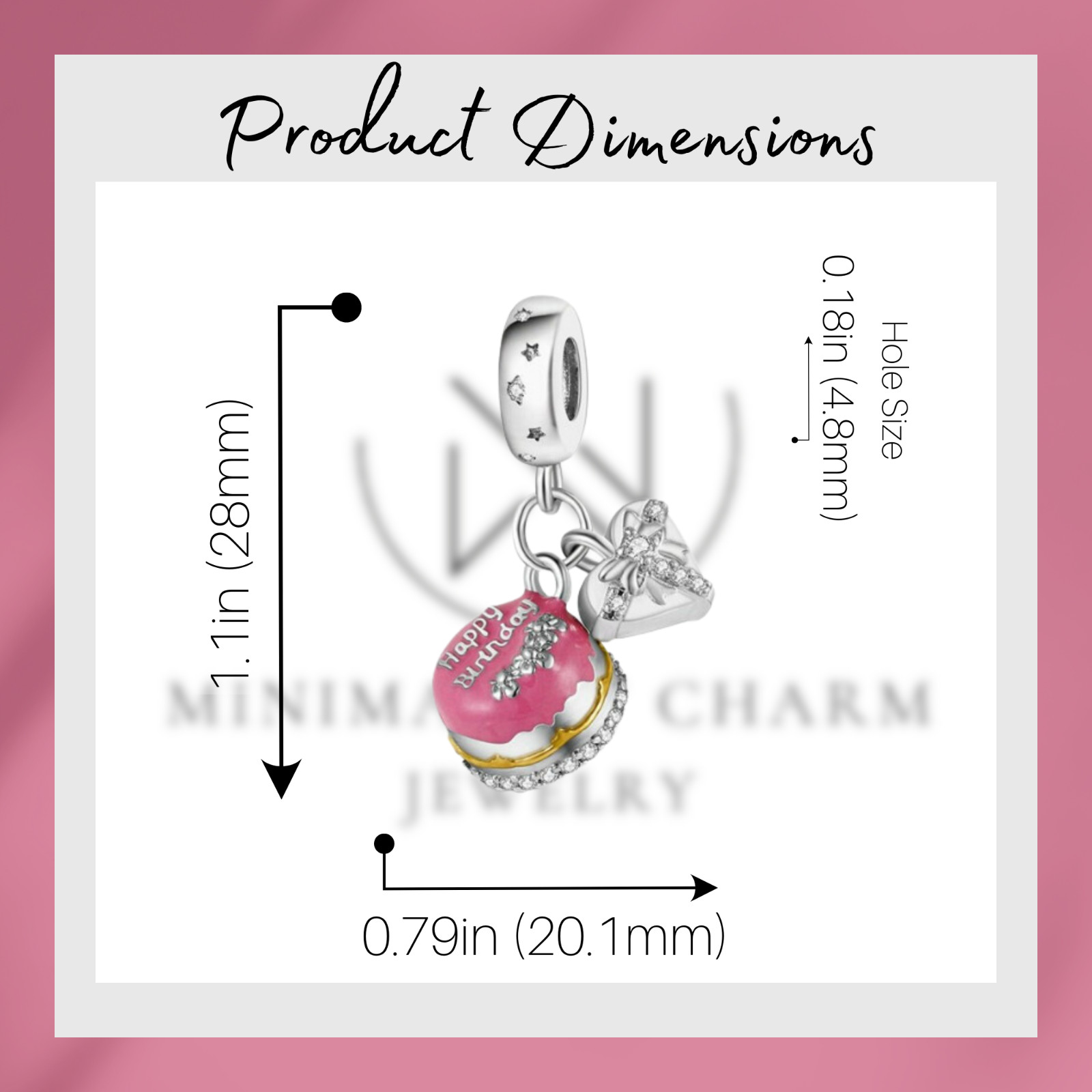 Happy Birthday Cake Pendant Charm, Birthday Charm, Birthday Gift, Women Gift