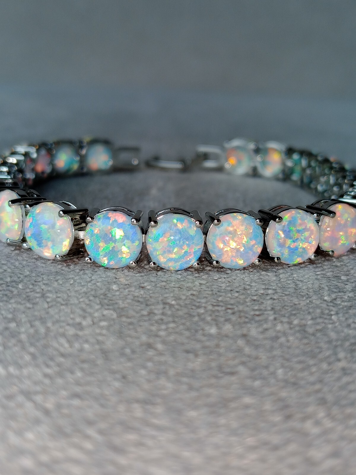 Gold Blue Opal Tennis Bracelet | Opal Bracelet | Opal | October Birthstone