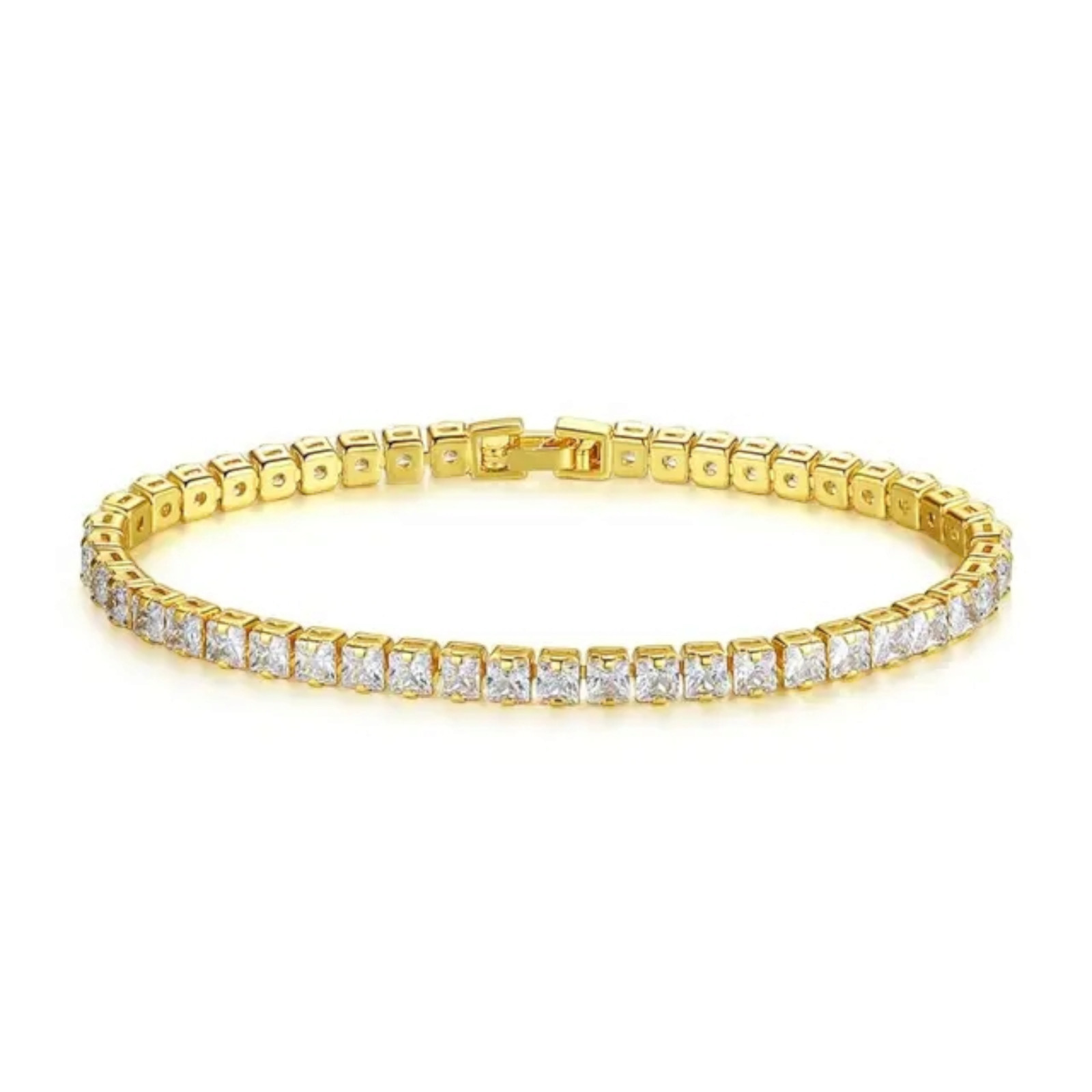 Gold Plated Tennis Bracelet With Cubic Zirconia Unisex Hip Hop Jewelry Women Men
