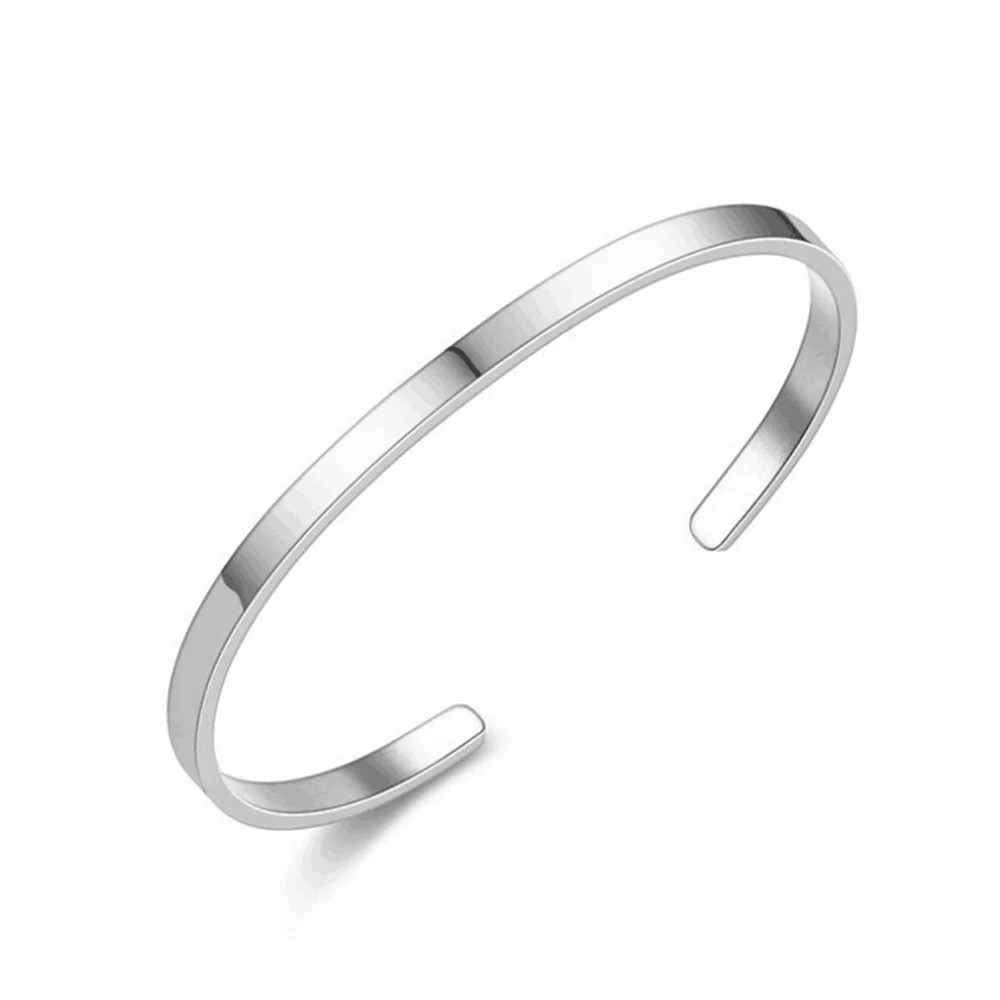 Unisex Stainless Steel Silver Color Snake Chain Open Bracelet
