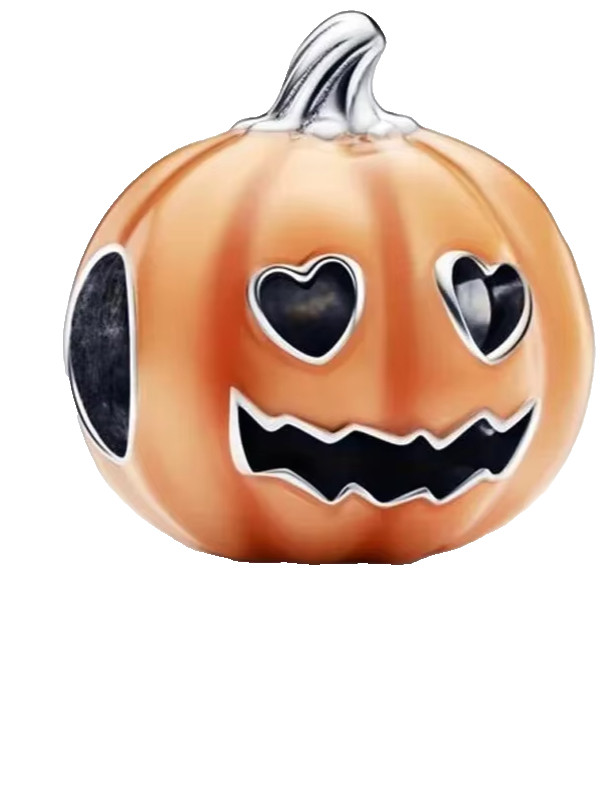 ORANGE PUMPKIN STERLING SILVER BRACELET CHARM BEAD & POUCH!