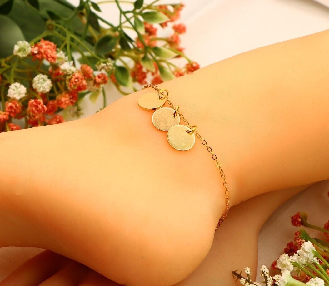 Personalized Round Disk Bracelet, Bridesmaid Bracelet Monogram Bracelet Anklet,