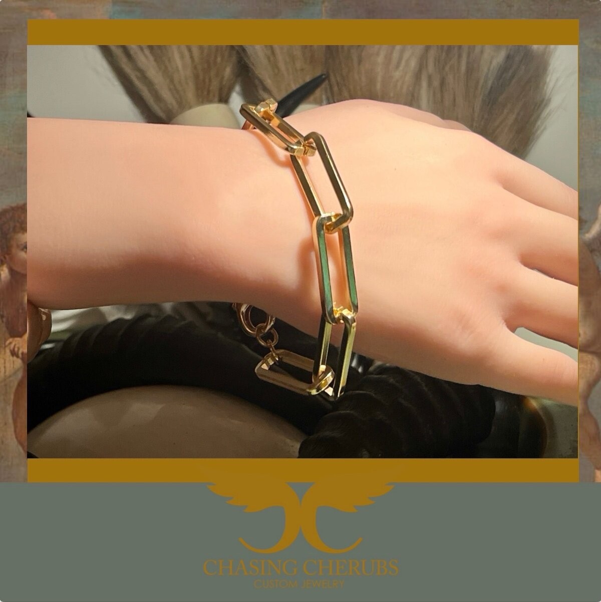 Virgin Saints & Angels VSA Inspired Bracelet Large Link Paperclip 18K Plate Vint