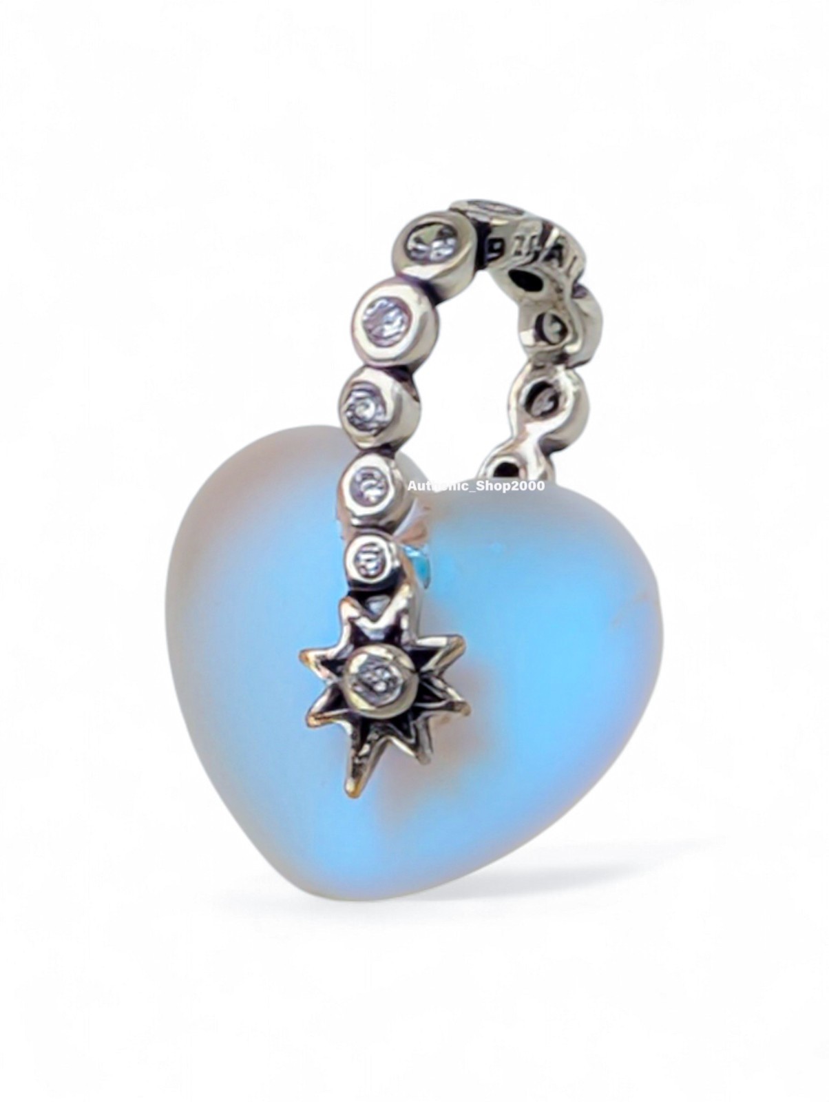 New Authentic PANDORA Shooting Star Moonstone iridescent Heart Charm 794143C01