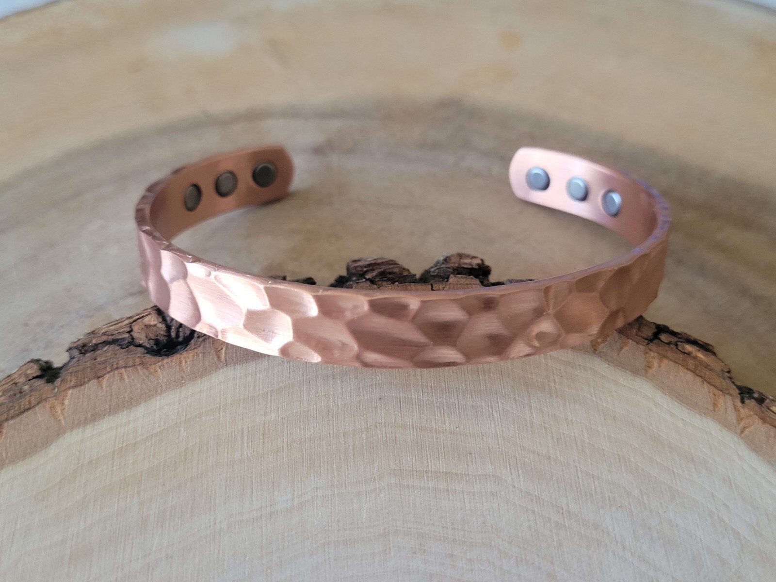 Hammered Solid Pure Copper Magnetic Cuff – Arthritis Therapy Adjustable Bracelet