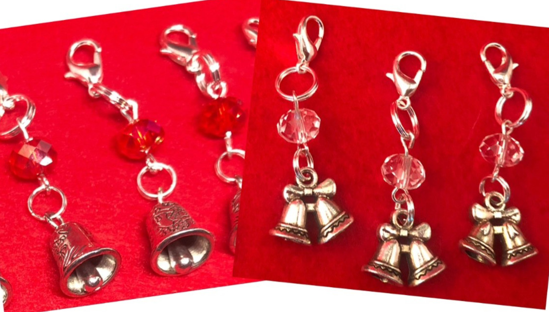 Christmas Clip On Charms∞Bells∞Two Styles∞Single~Pack of 5 or Double~Pack of 4