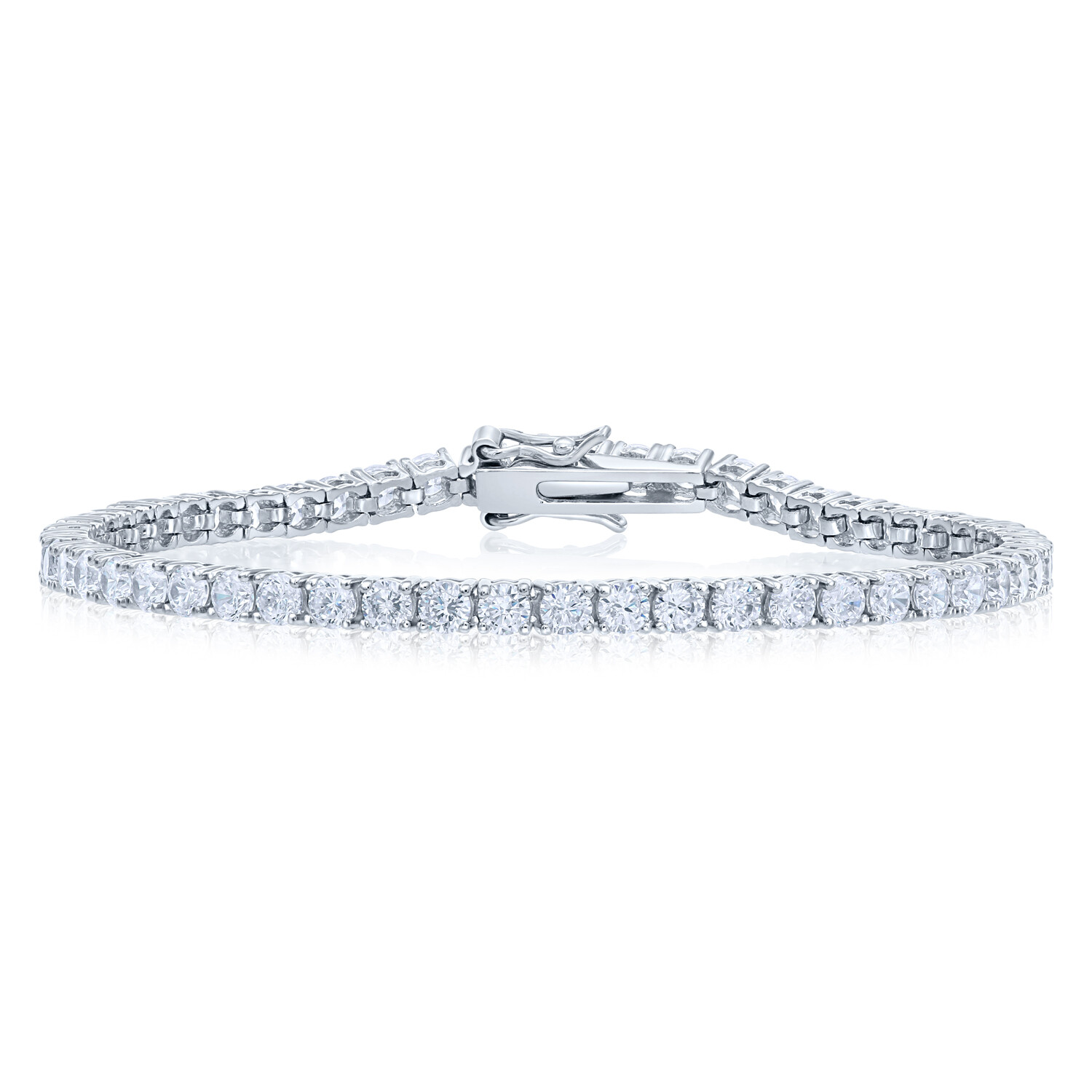 925 Solid Sterling Silver Round Brilliant CZ Tennis Bracelet 2.5mm 3mm 4mm 5mm
